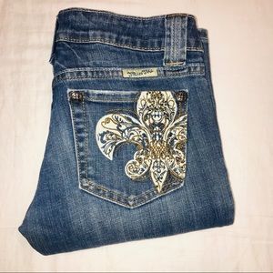 Miss Me fleurdelis pocket bootcut jeans size 26